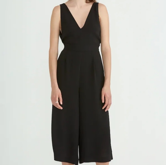 FRANK & OAK | Jumpsuit Wide Leg Crop Sleeveless Cinched Waist, Black, Womens S - Picture 1 of 12